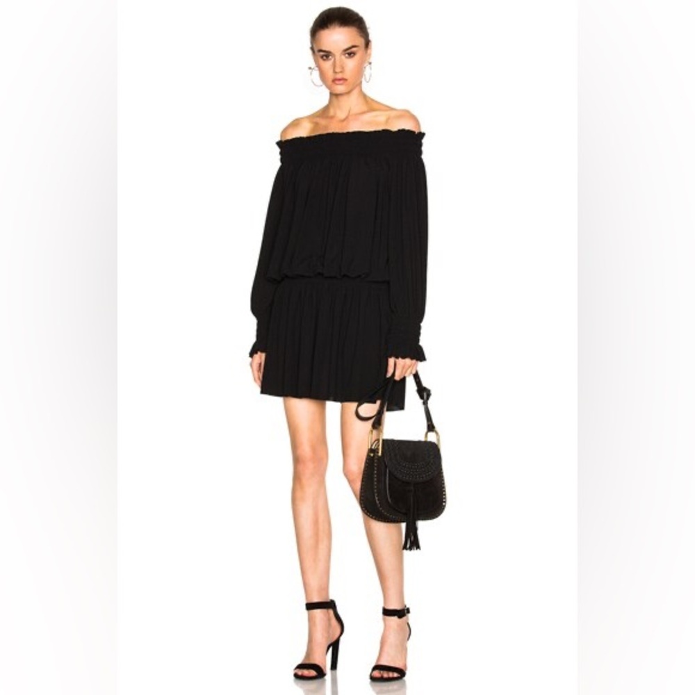Norma Kamali Black Poly Jersey Peasant Dress XS